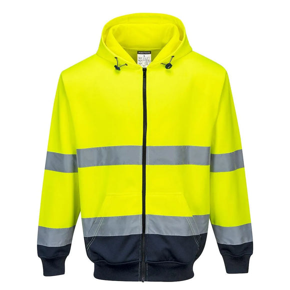 Hi-Vis Contrast Zipped Hoodie