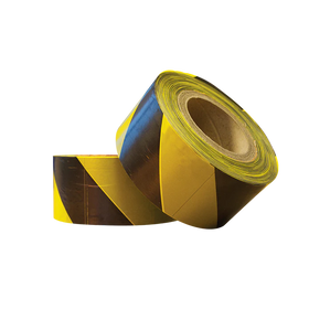 Non-Adhesive Hazard Warning Barrier Tape - Red/White or Black/Yellow - 70mm x 500m - 0