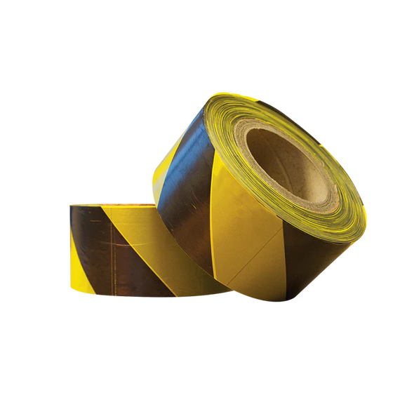 Non-Adhesive Hazard Warning Barrier Tape - Red/White or Black/Yellow - 70mm x 500m