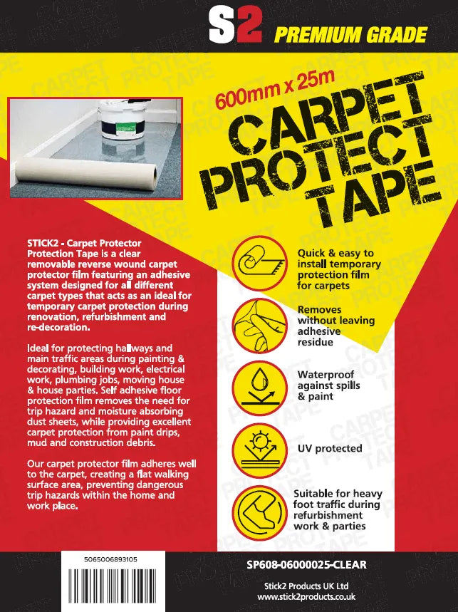 Carpet Protection Film - Reverse Wound - 600mm x 25m STICK2