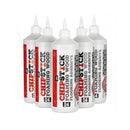 Set of five 1kg Chipstick D4 foaming wood flooring adhesive bottles arranged in a staggered row.