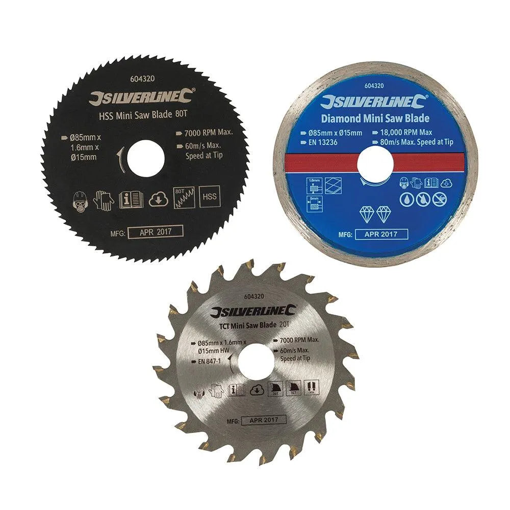 Silverline Mini Saw Blade Set 3pce - 0