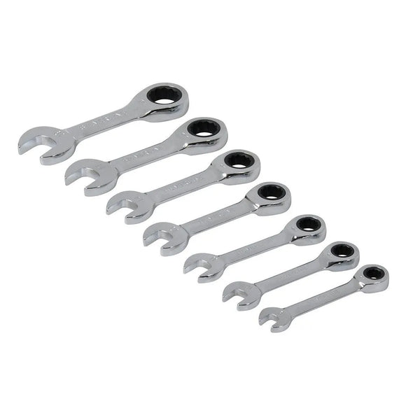 Silverline Stubby Ratchet Spanner Set 7pce