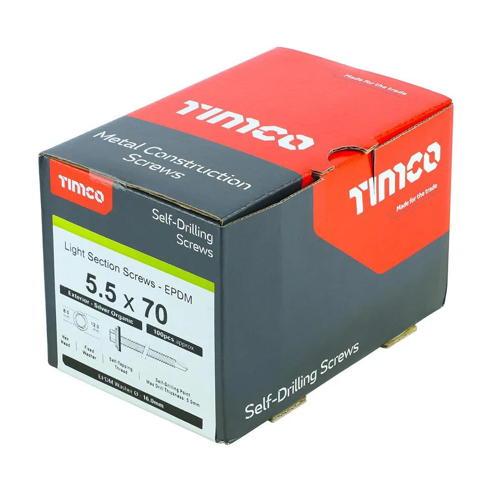 TIMCO Self-Drilling Light Section Screws Exterior Silver with EPDM Washer - 0