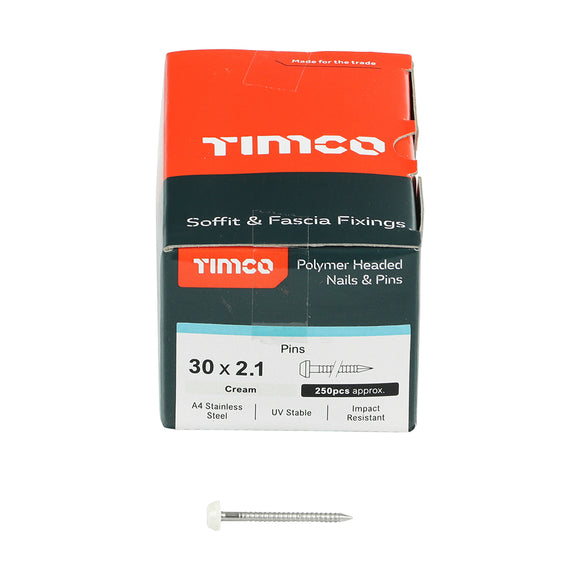 TIMCO Polymer Headed Pins - Cream