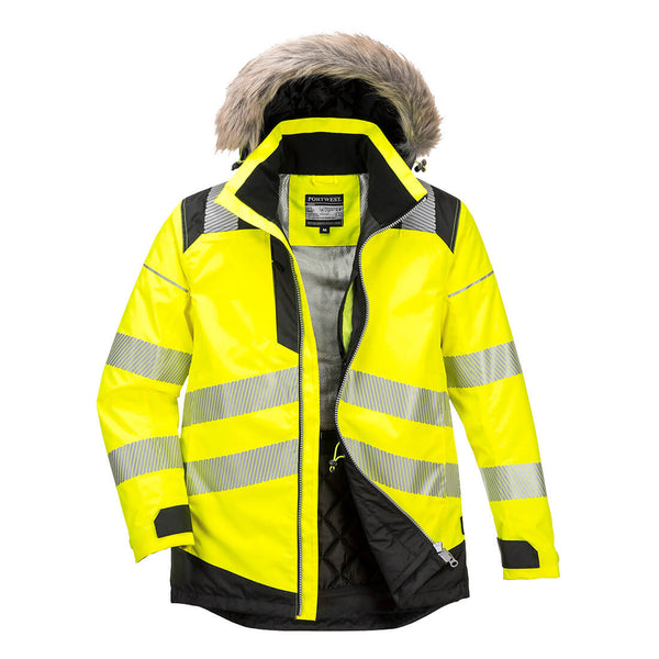 Portwest - PW369 - PW3 Hi-Vis Winter Parka Jacket Yellow/Black