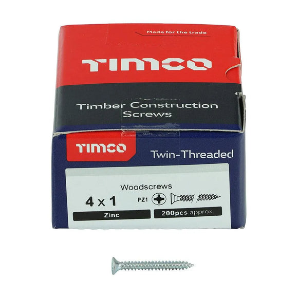 TIMCO Twin-Threaded Countersunk Silver Woodscrews