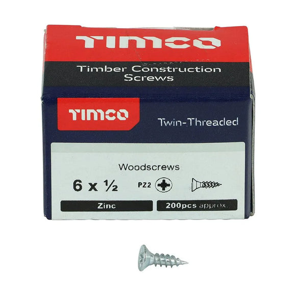 TIMCO Twin-Threaded Countersunk Silver Woodscrews