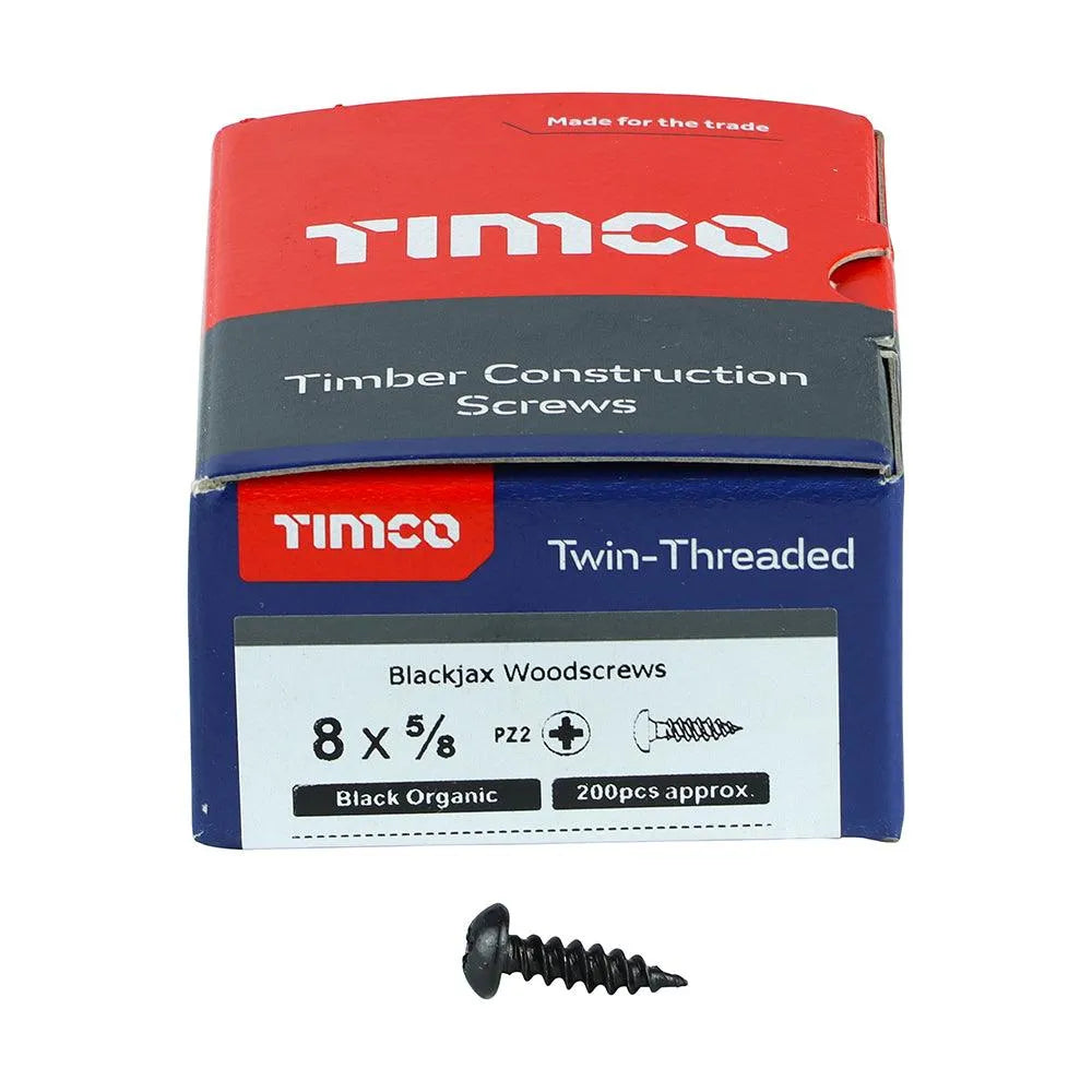 TIMCO Twin-Threaded Round Head Black Woodscrews - 0