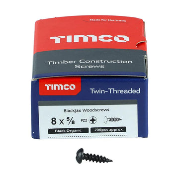 TIMCO Twin-Threaded Round Head Black Woodscrews - 0