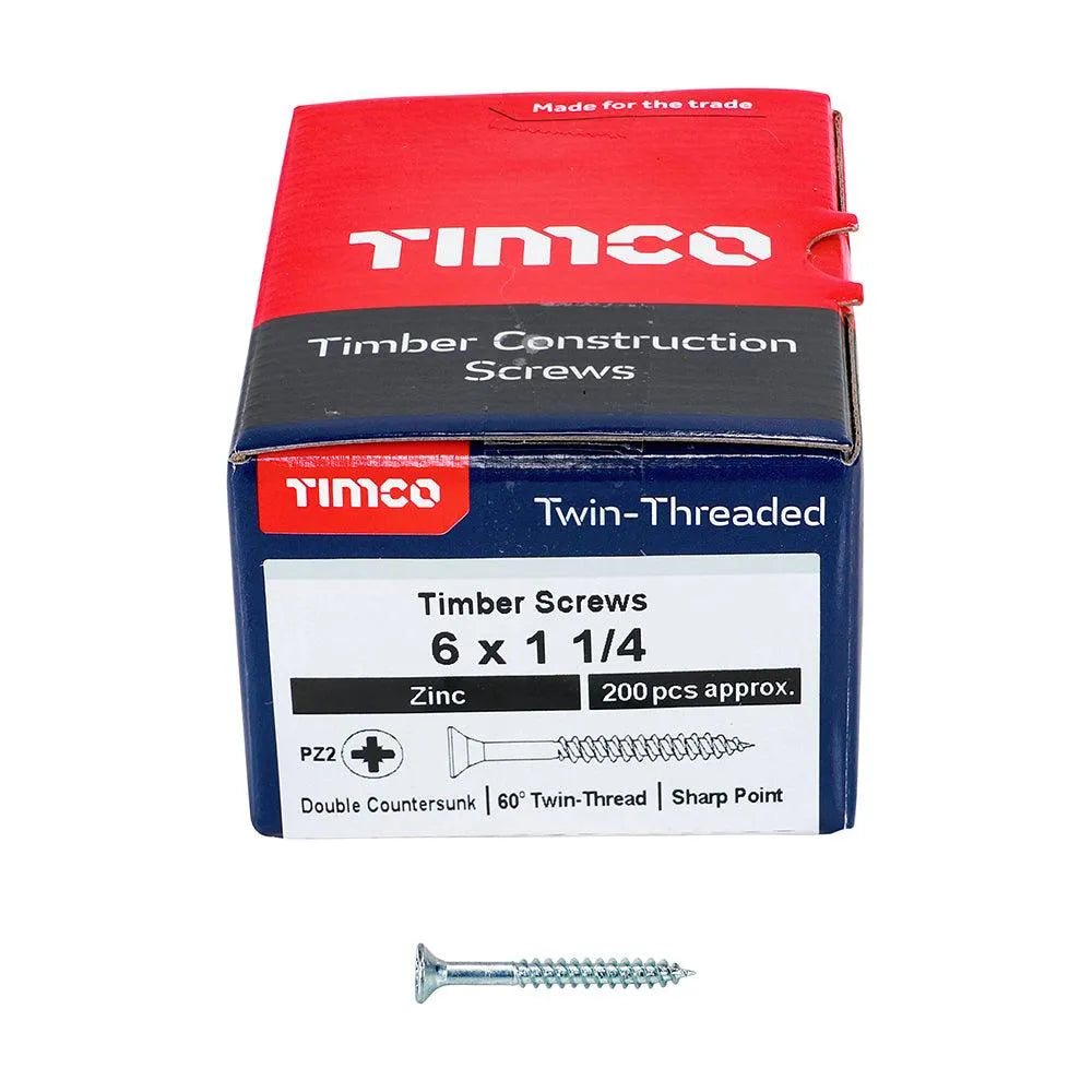 TIMCO Twin-Threaded Countersunk Silver Woodscrews