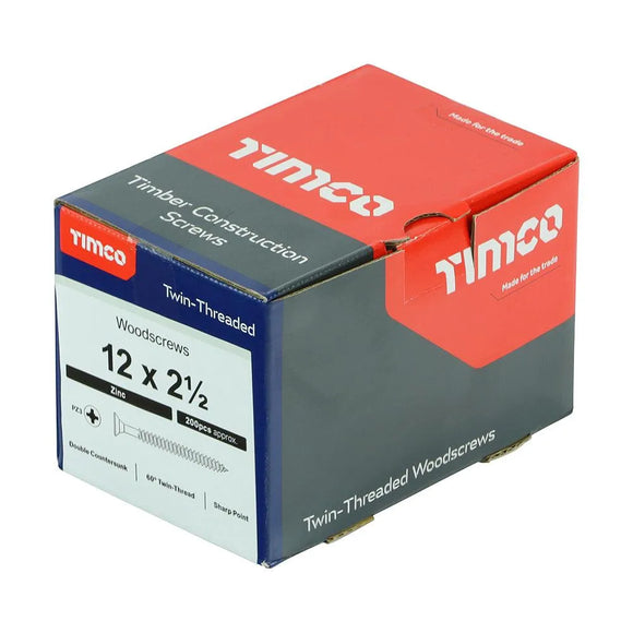 TIMCO Twin-Threaded Countersunk Silver Woodscrews
