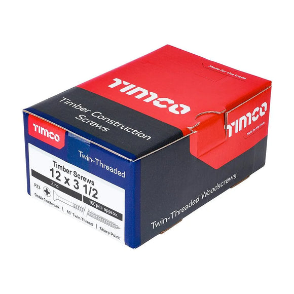 TIMCO Twin-Threaded Countersunk Silver Woodscrews