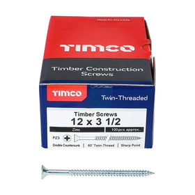 TIMCO Twin-Threaded Countersunk Silver Woodscrews - 0
