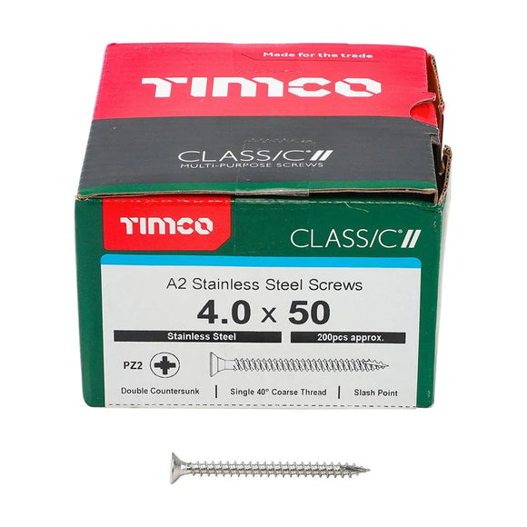 TIMCO Classic Multi-Purpose Countersunk A2 Stainless Steel Woodcrews