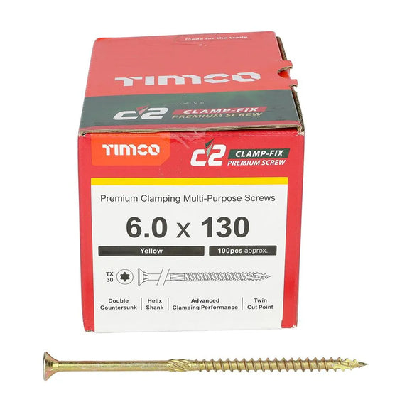 TIMCO C2 Clamp-Fix Multi-Purpose Premium Countersunk Gold Woodscrews