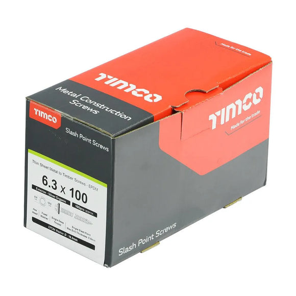 TIMCO Slash Point Sheet Metal to Timber Screws Exterior Silver with EPDM Washer
