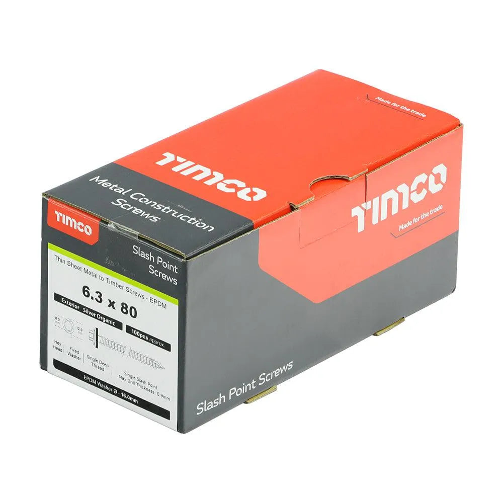 TIMCO Slash Point Sheet Metal to Timber Screws Exterior Silver with EPDM Washer - 0