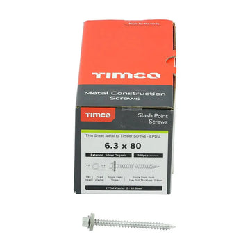 TIMCO Slash Point Sheet Metal to Timber Screws Exterior Silver with EPDM Washer