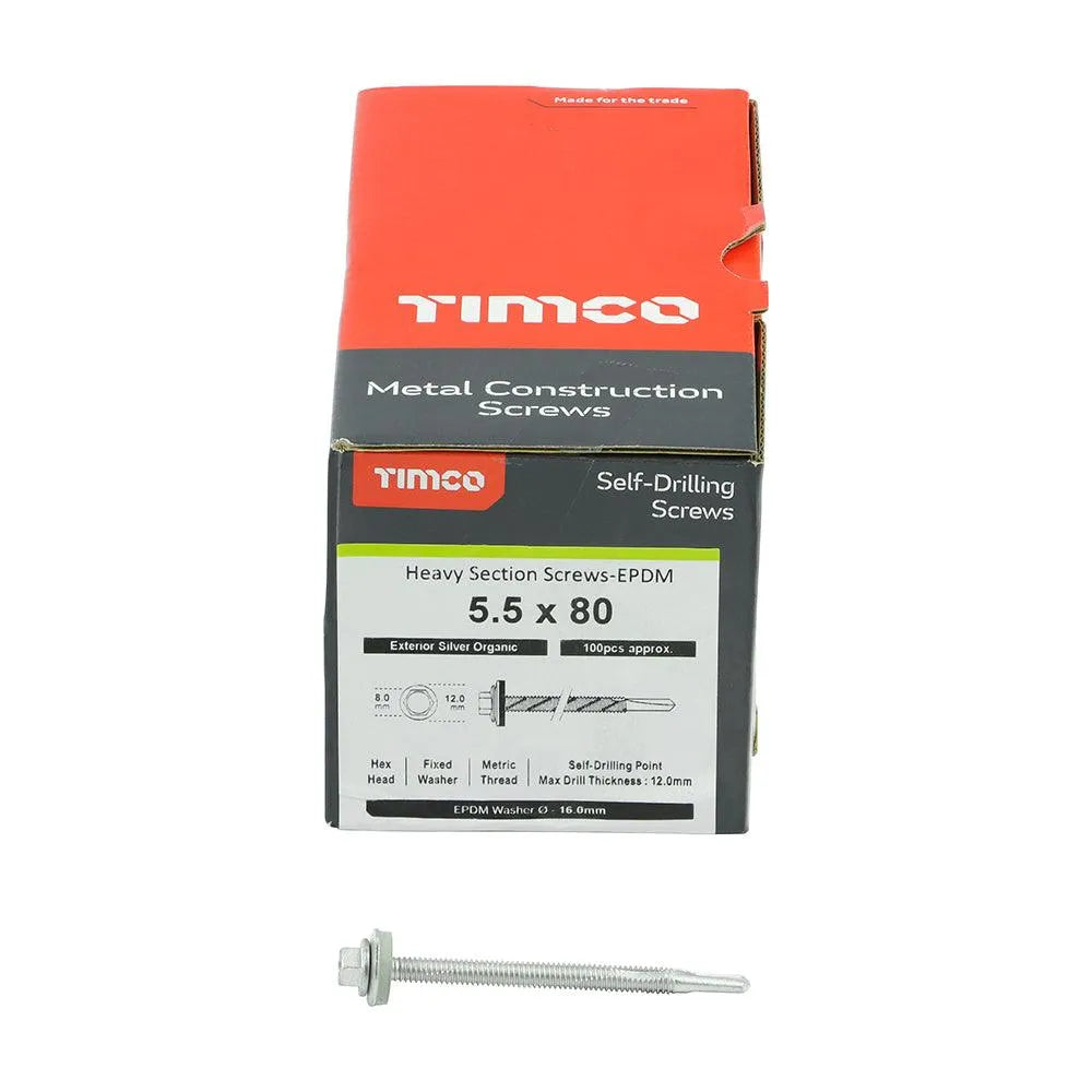 TIMCO Self-Drilling Heavy Section Screws Exterior Silver with EPDM Washer - 0