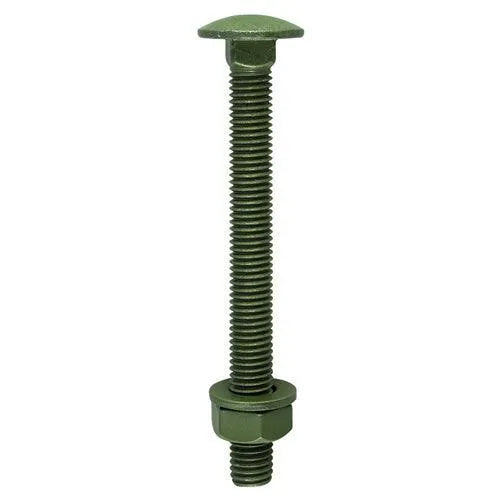 TIMCO Carriage Bolts DIN603 Hex Nuts & Form A Washers Green Exterior