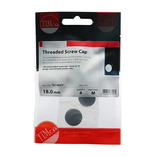 TIMCO Threaded Screw Caps Solid Brass Satin Chrome