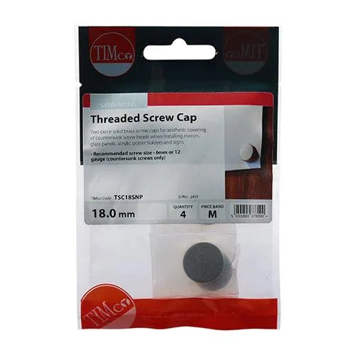 TIMCO Threaded Screw Caps Solid Brass Satin Nickel