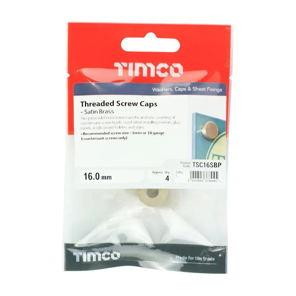 TIMCO Threaded Screw Caps Solid Brass Satin Brass - 0