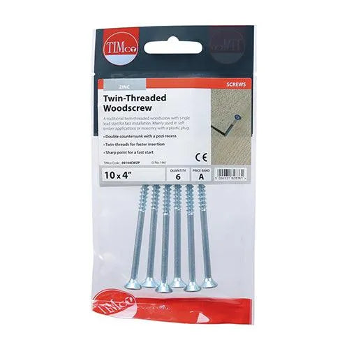 TIMCO Twin-Threaded Countersunk Silver Woodscrews