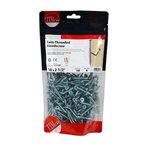 TIMCO Twin-Threaded Countersunk Silver Woodscrews - 0