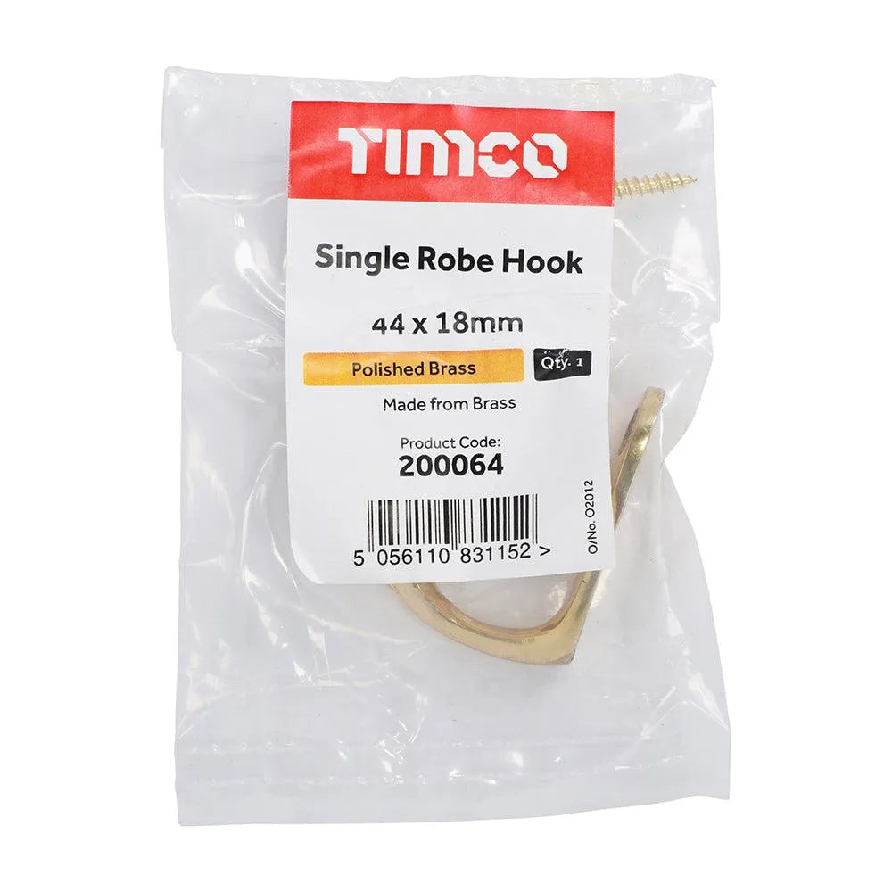 Single Robe Hook Pol. Brass