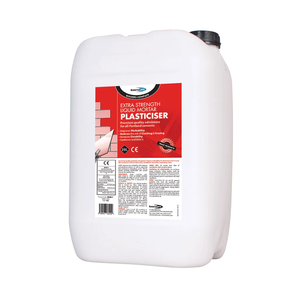 Liquid Mortar Plasticiser to Improve Brick Laying and Plastering Mortars Bond-It