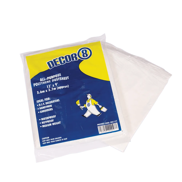 All Purpose Polythene Dust Sheet for Covering Furniture and Fittings (12ft x 9ft) Bond-It