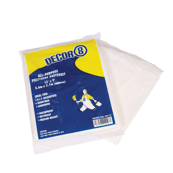 All Purpose Polythene Dust Sheet for Covering Furniture and Fittings (12ft x 9ft)