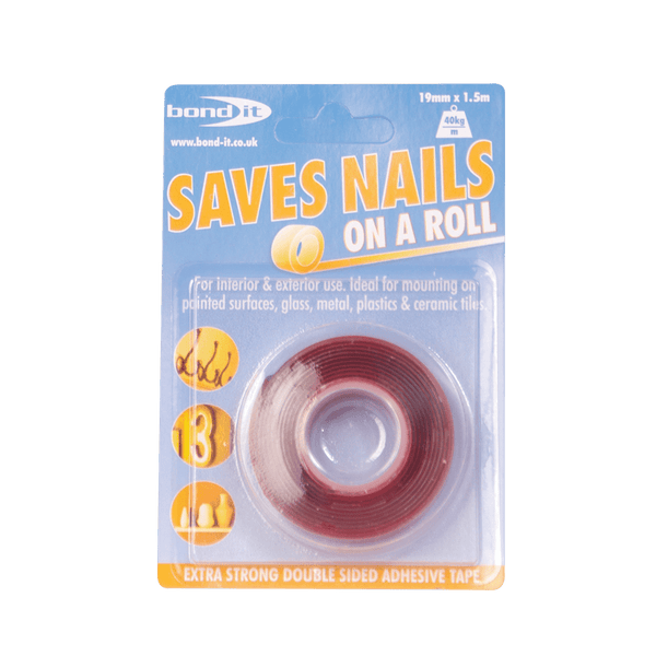 Saves Nails Double Sided Water Resistant Adhesive Tape Bond-It