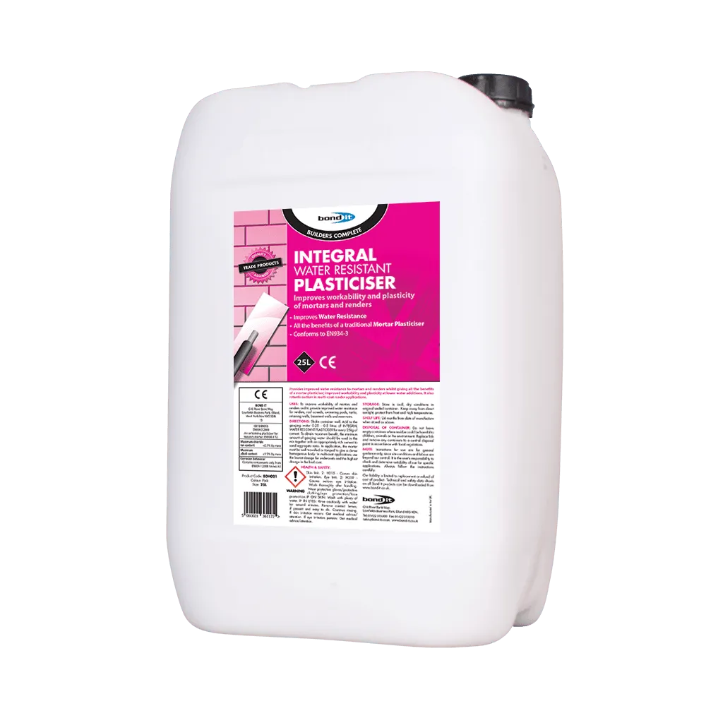 Integral Water Resistant Plasticiser for Internal and External Rendering Bond-It
